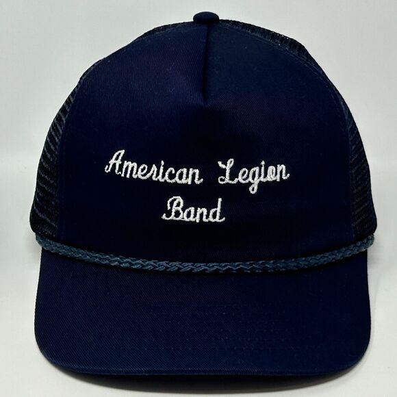 Vintage 80s American Legion Band Trucker Hat Cap Blue Rope Cord Corded Snapback - Picture 10 of 10